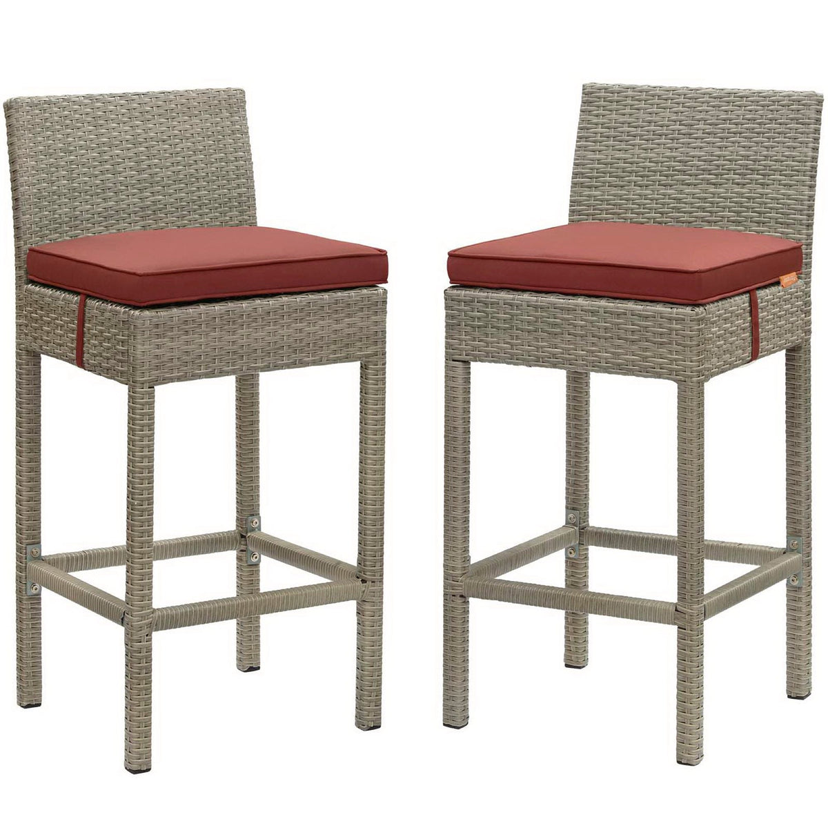 Conduit Outdoor Wicker Rattan Bar Stool Set of 2