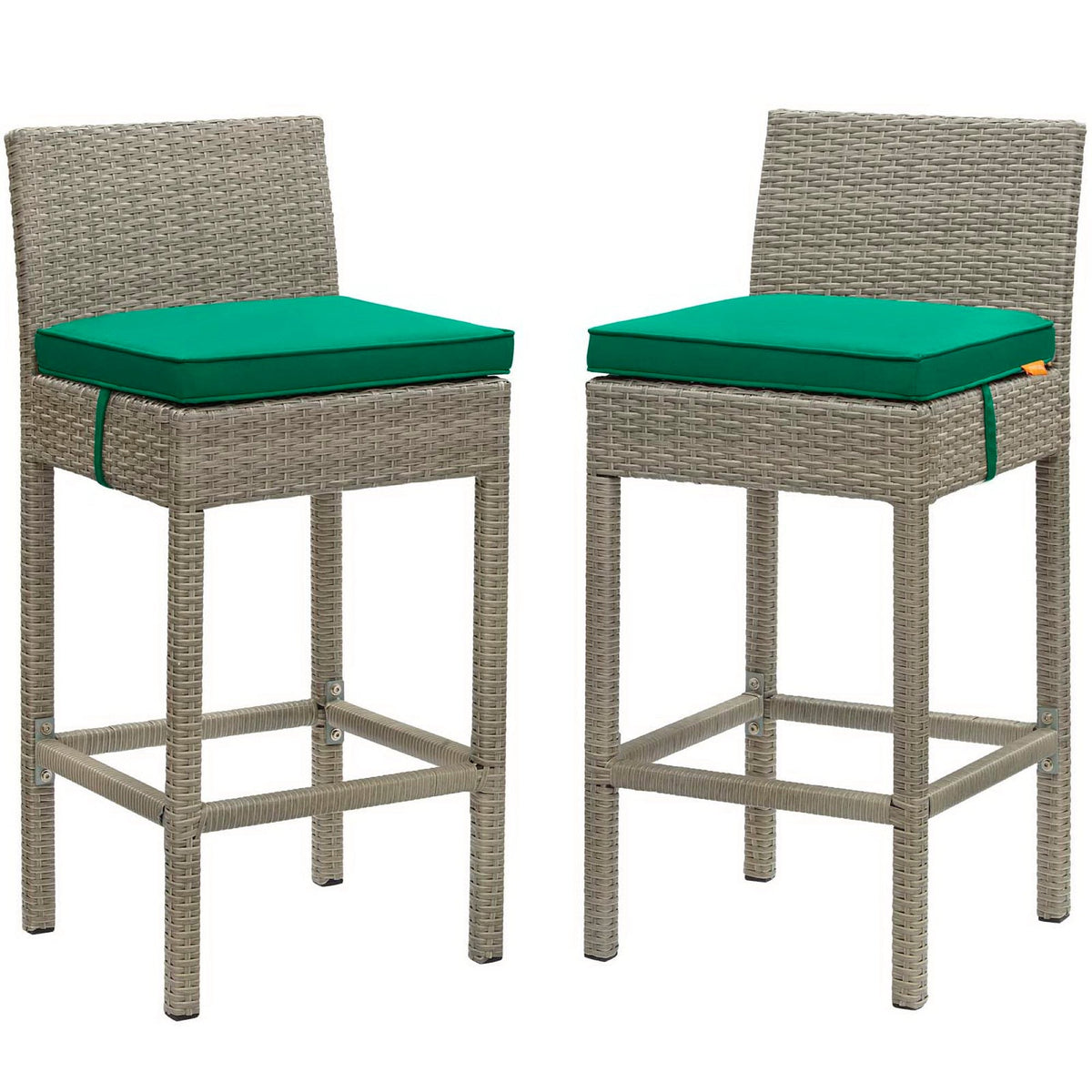 Conduit Outdoor Wicker Rattan Bar Stool Set of 2