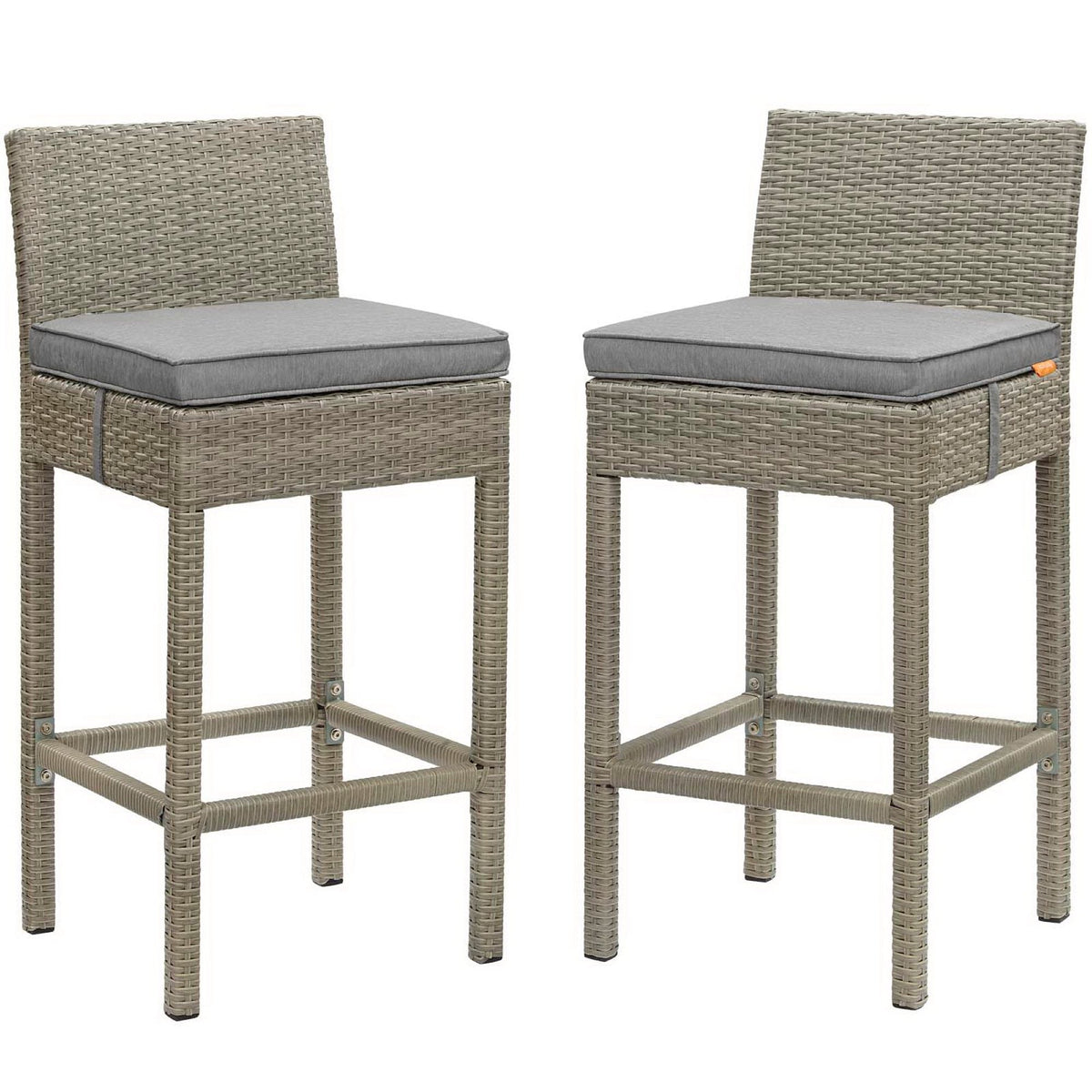 Conduit Outdoor Wicker Rattan Bar Stool Set of 2