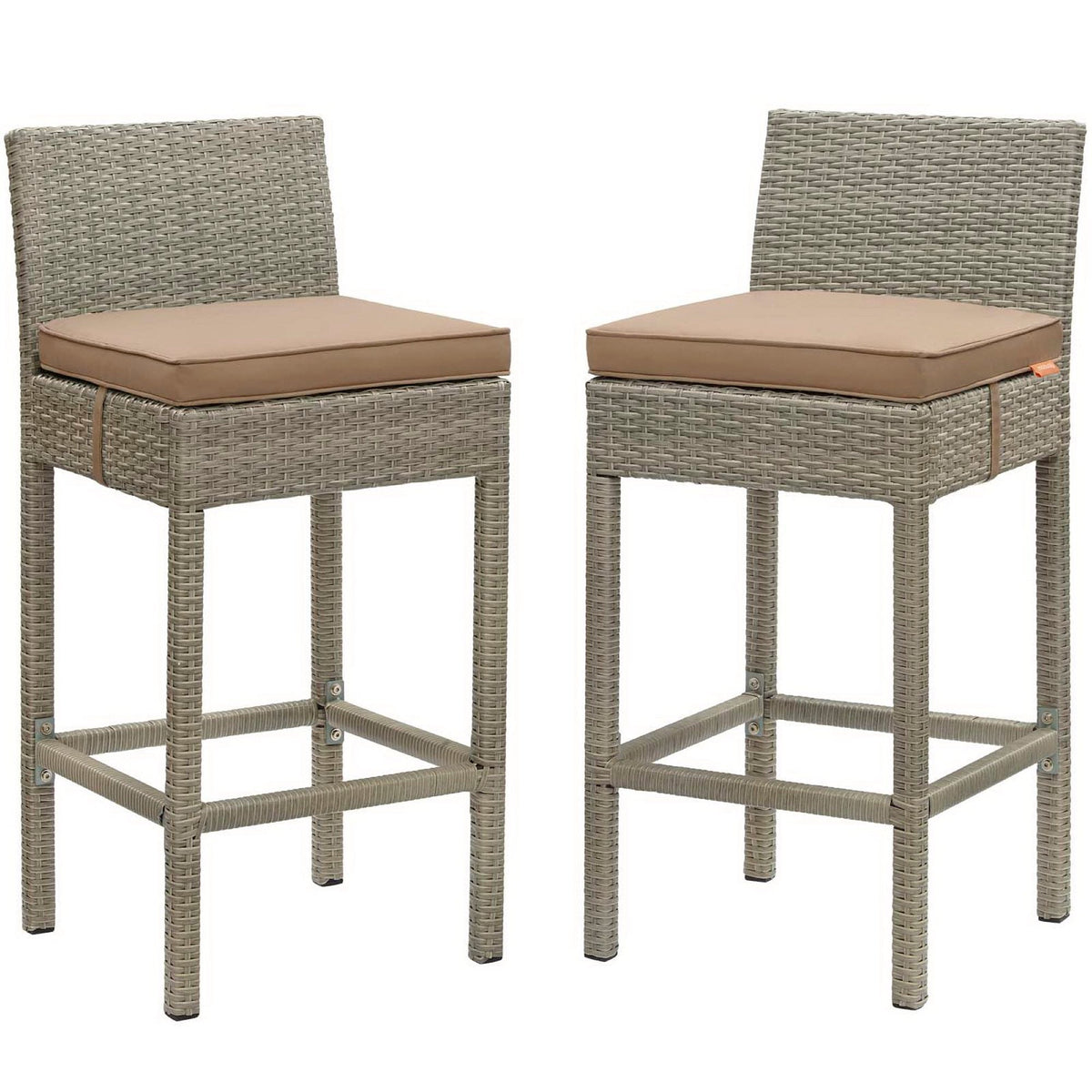 Conduit Outdoor Wicker Rattan Bar Stool Set of 2