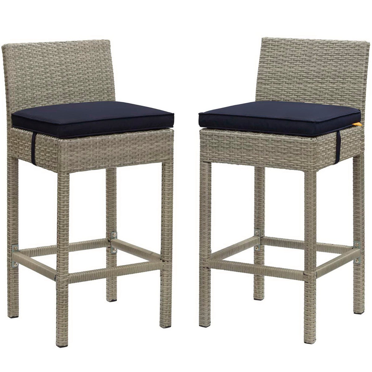 Conduit Outdoor Wicker Rattan Bar Stool Set of 2