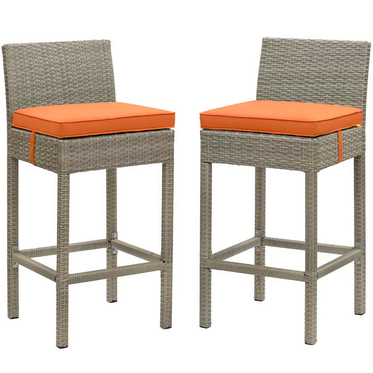 Conduit Outdoor Wicker Rattan Bar Stool Set of 2