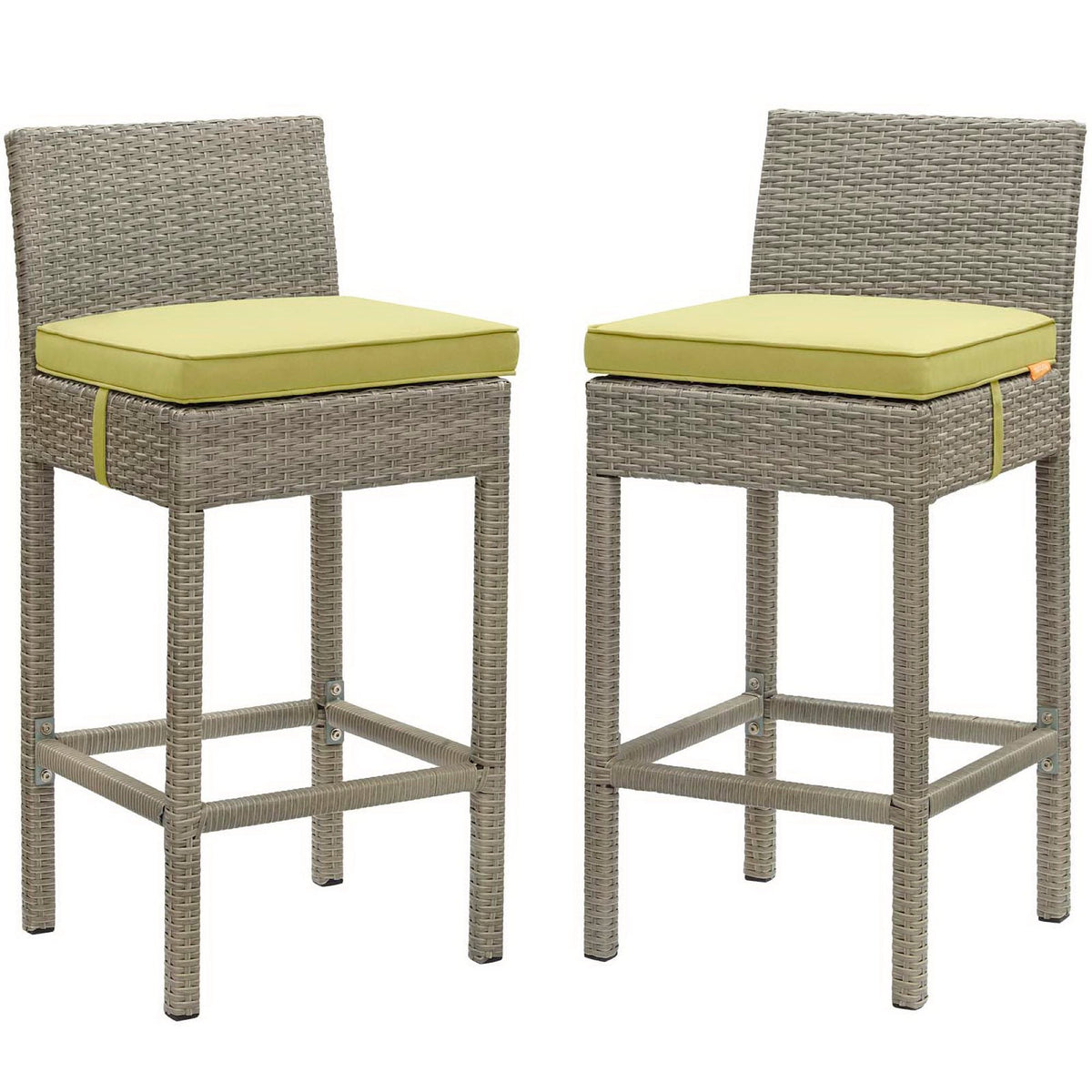 Conduit Outdoor Wicker Rattan Bar Stool Set of 2