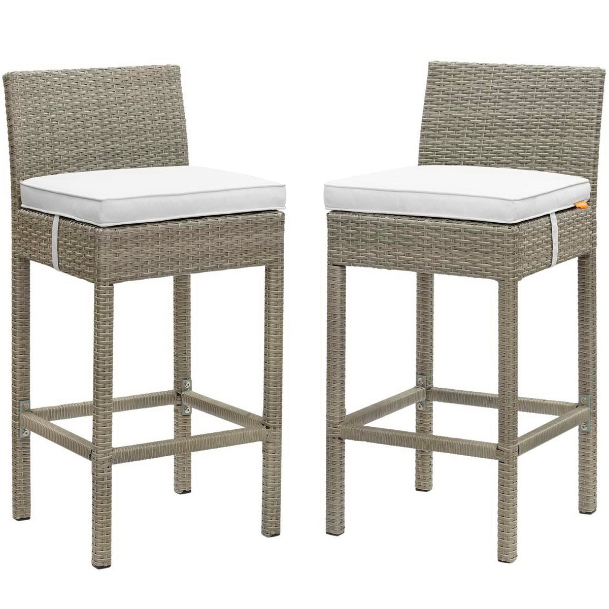 Conduit Outdoor Wicker Rattan Bar Stool Set of 2