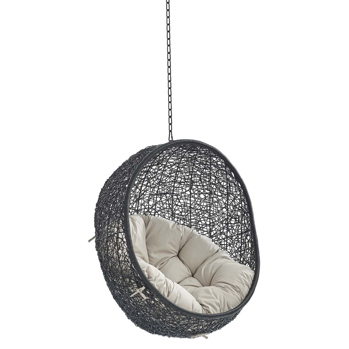 Encase Swing Outdoor Patio Lounge Chair Without Stand, Black Beige - view 1