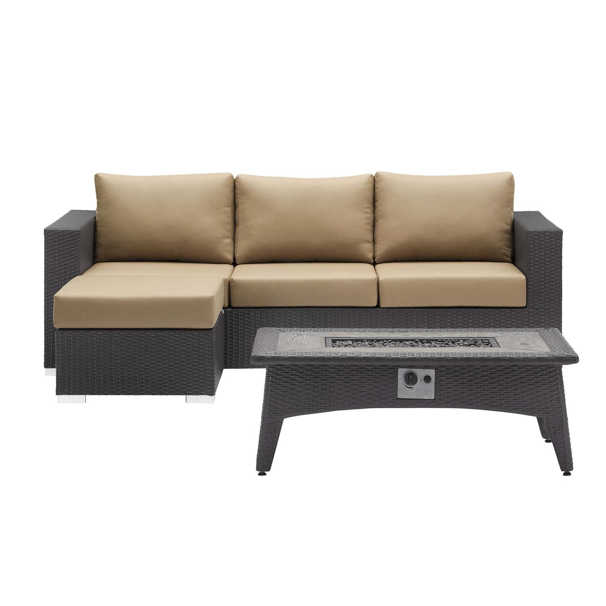 Convene 3 Piece Set Outdoor Patio with Fire Pit, Espresso Mocha - view 1
