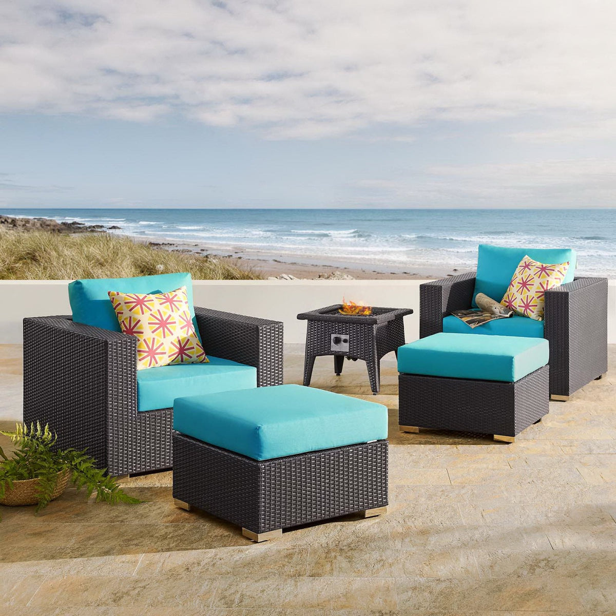 Convene 5 Piece Set Outdoor with Fire Pit