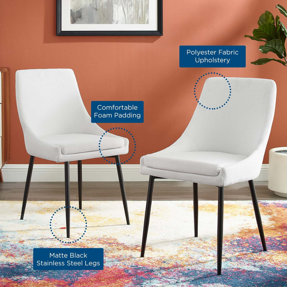 Viscount Upholstered Fabric Dining Chairs Set of 2 - view 25