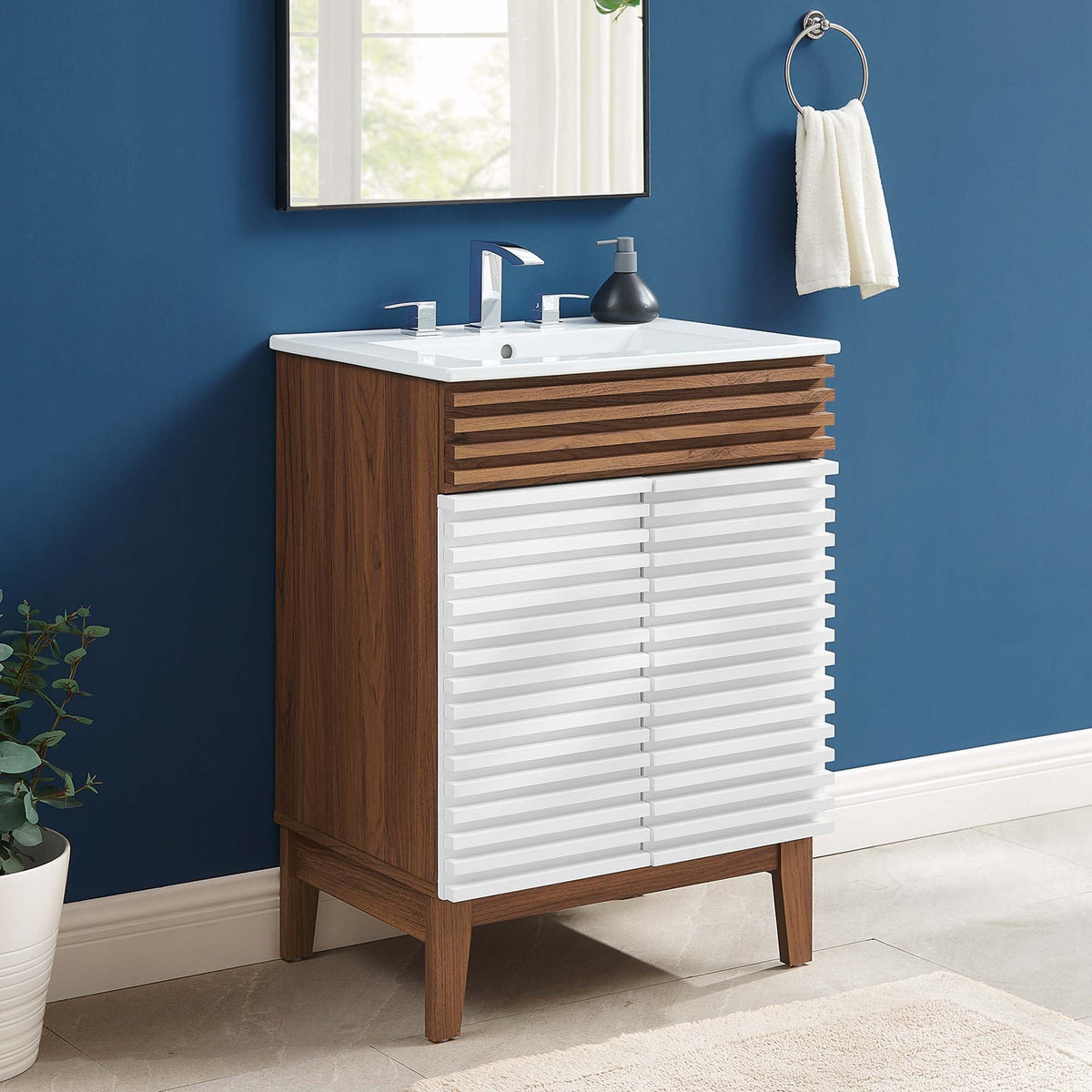 Render 18" and 24" Bathroom Vanities with White Basin Included