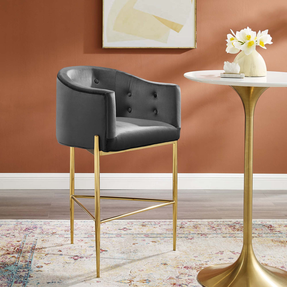 Savour Tufted Performance Velvet Bar Stool - view 37