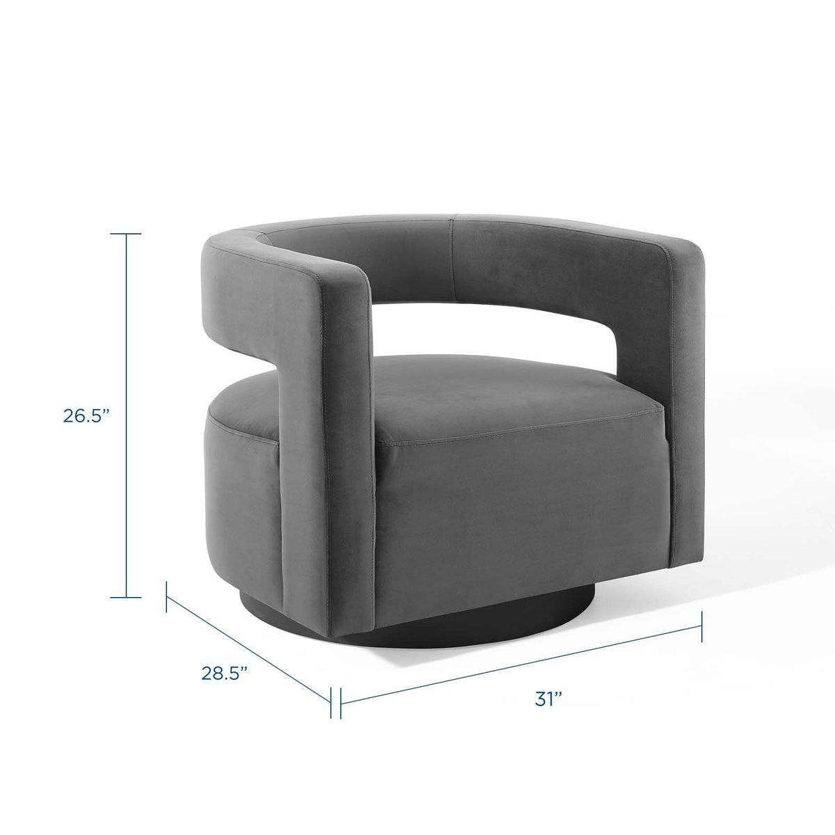 Spin Cutaway Performance Velvet Swivel Armchair - view 3