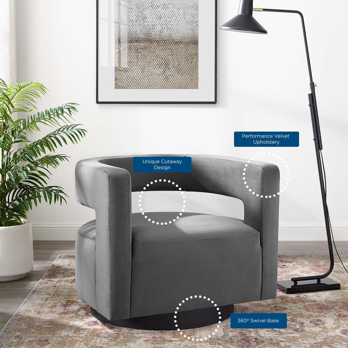Spin Cutaway Performance Velvet Swivel Armchair - view 15