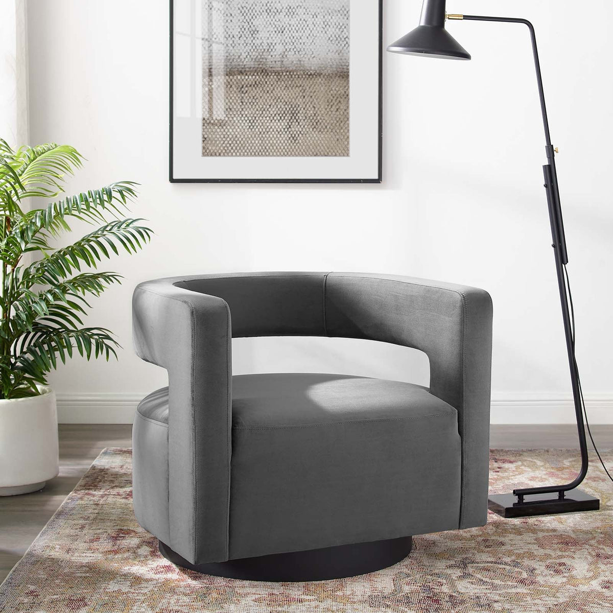 Spin Cutaway Performance Velvet Swivel Armchair - view 17
