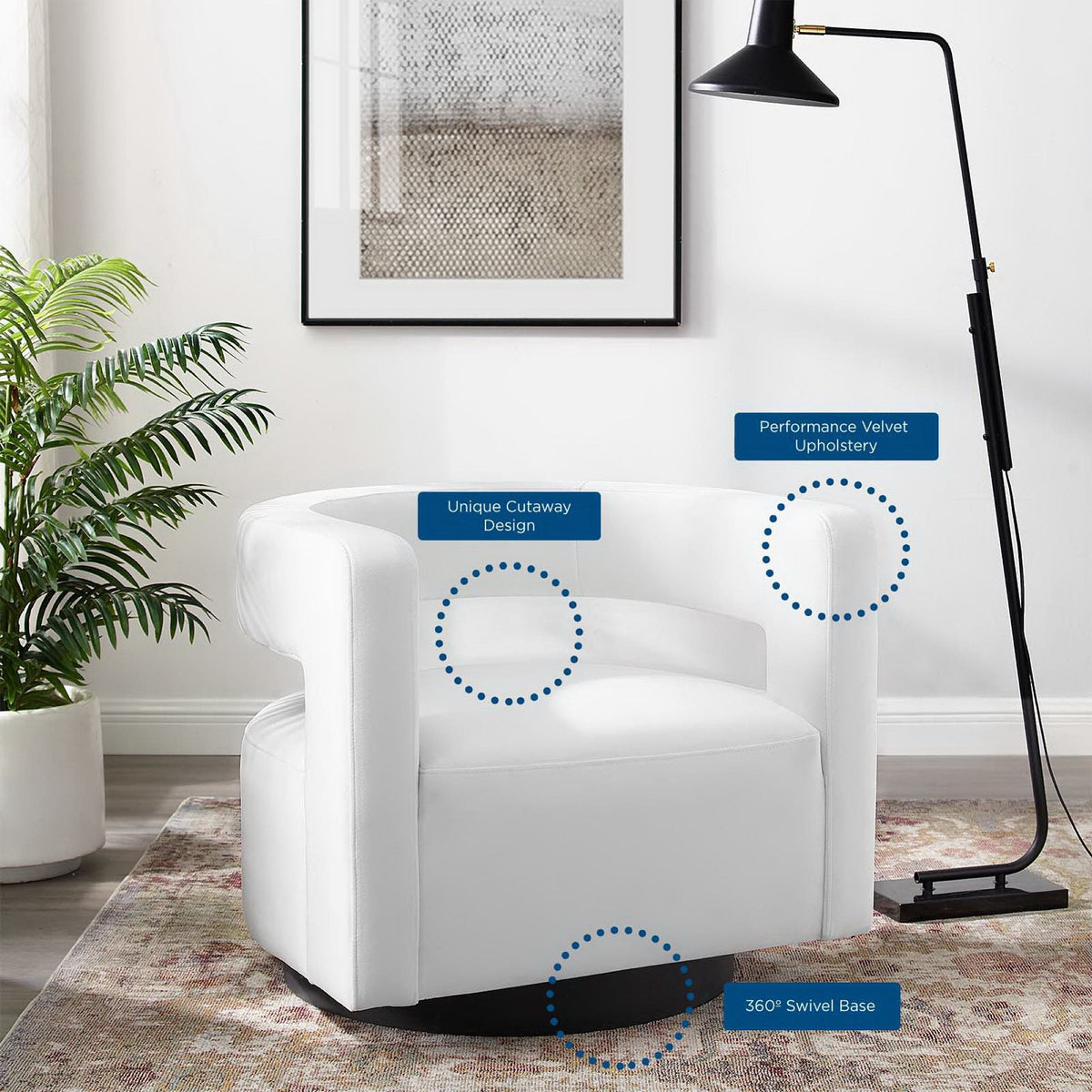 Spin Cutaway Performance Velvet Swivel Armchair - view 16