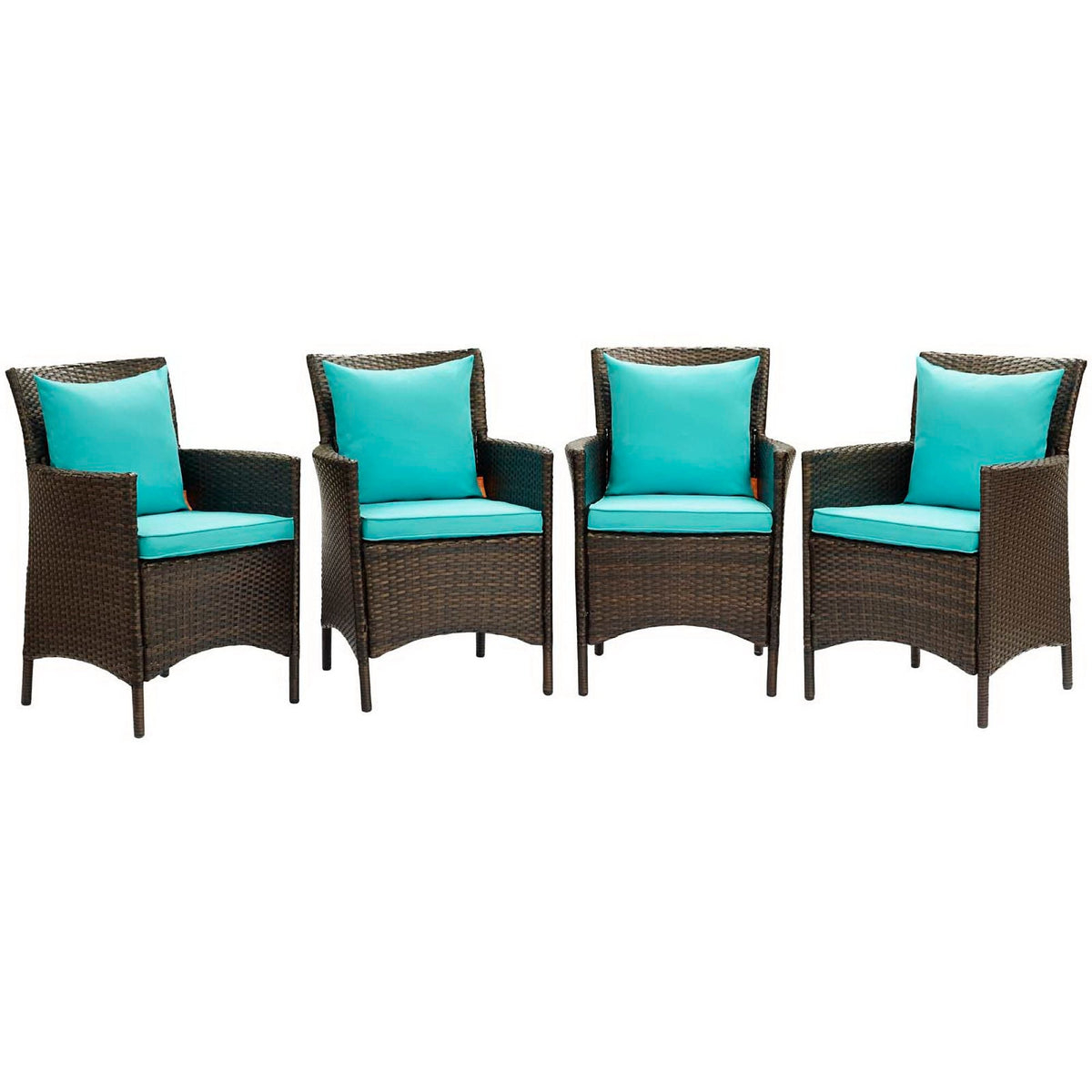 Conduit Outdoor Wicker Rattan Dining Armchair Set of 4