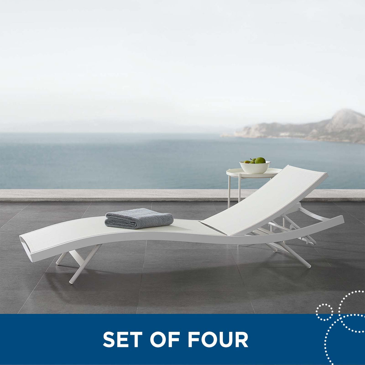 Glimpse Outdoor Patio Mesh Chaise Lounge Set of 4 - view 15