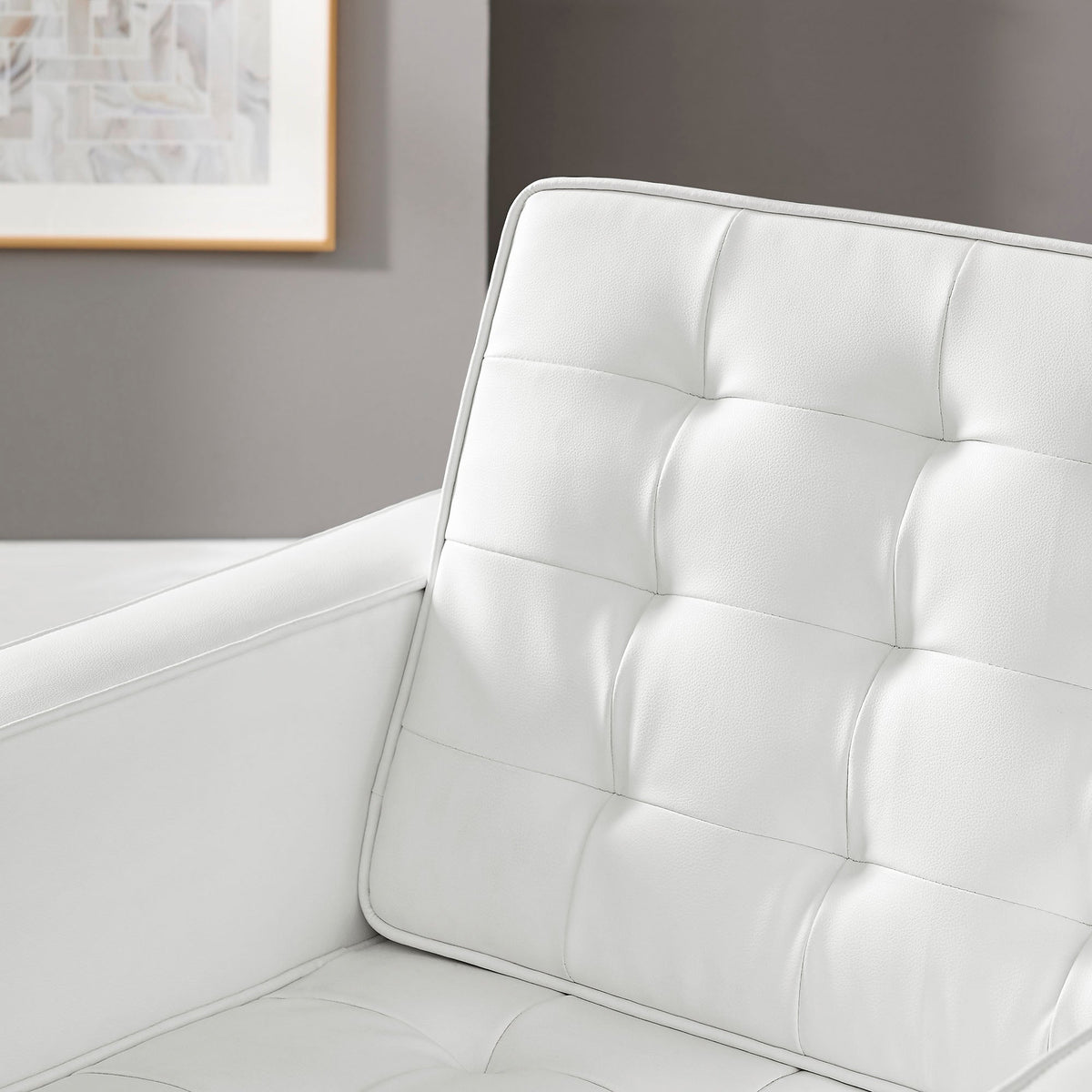 Loft Tufted Upholstered Faux Leather Loveseat and Armchair Set