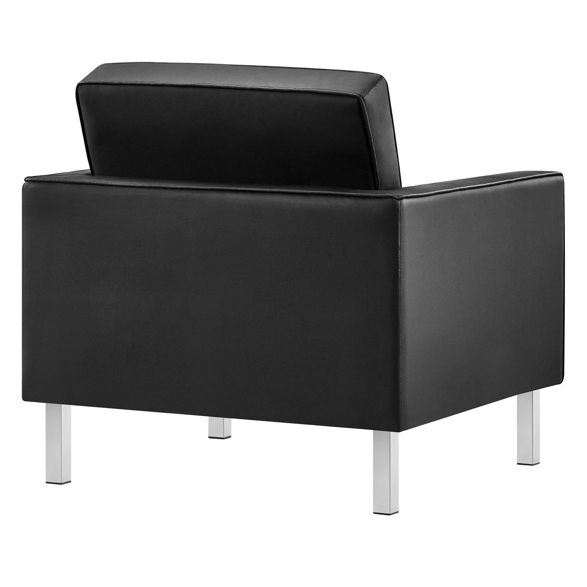 Loft Tufted Upholstered Faux Leather Sofa and Armchair Set