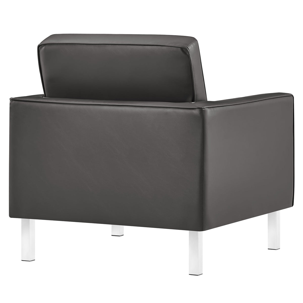Loft Tufted Upholstered Faux Leather Sofa and Armchair Set