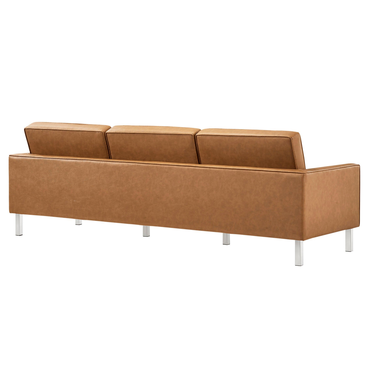 Loft Tufted Upholstered Faux Leather Sofa and Armchair Set