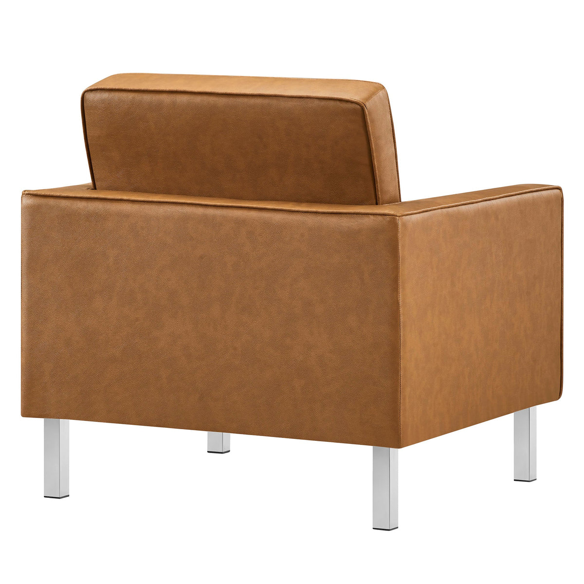 Loft Tufted Upholstered Faux Leather Sofa and Armchair Set