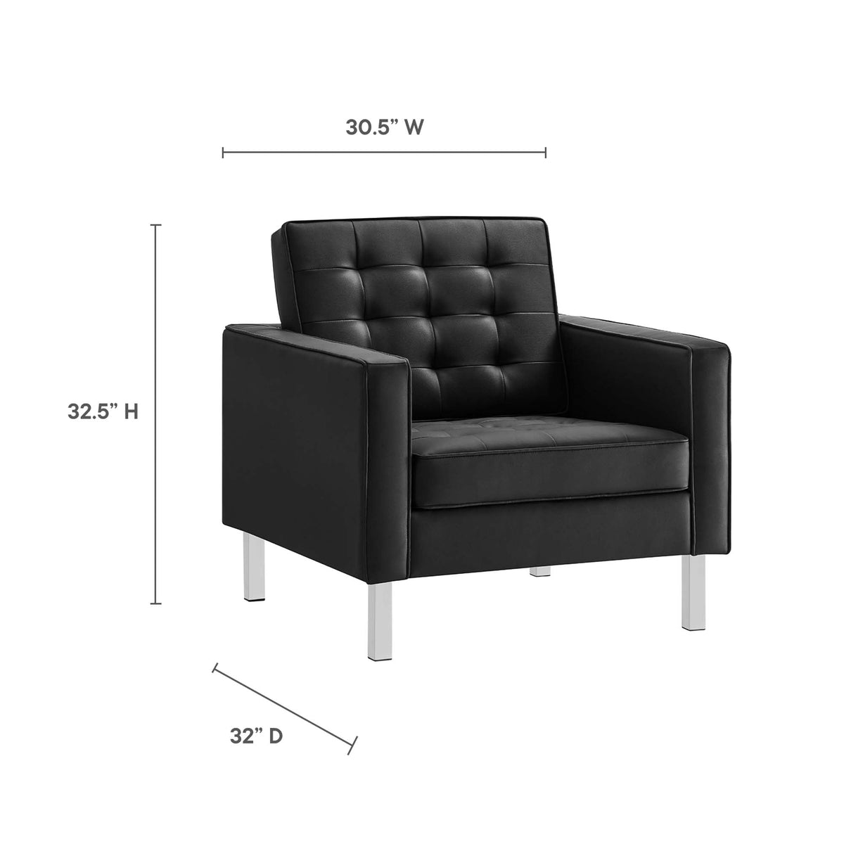 Loft Tufted Vegan Leather 3-Piece Furniture Set