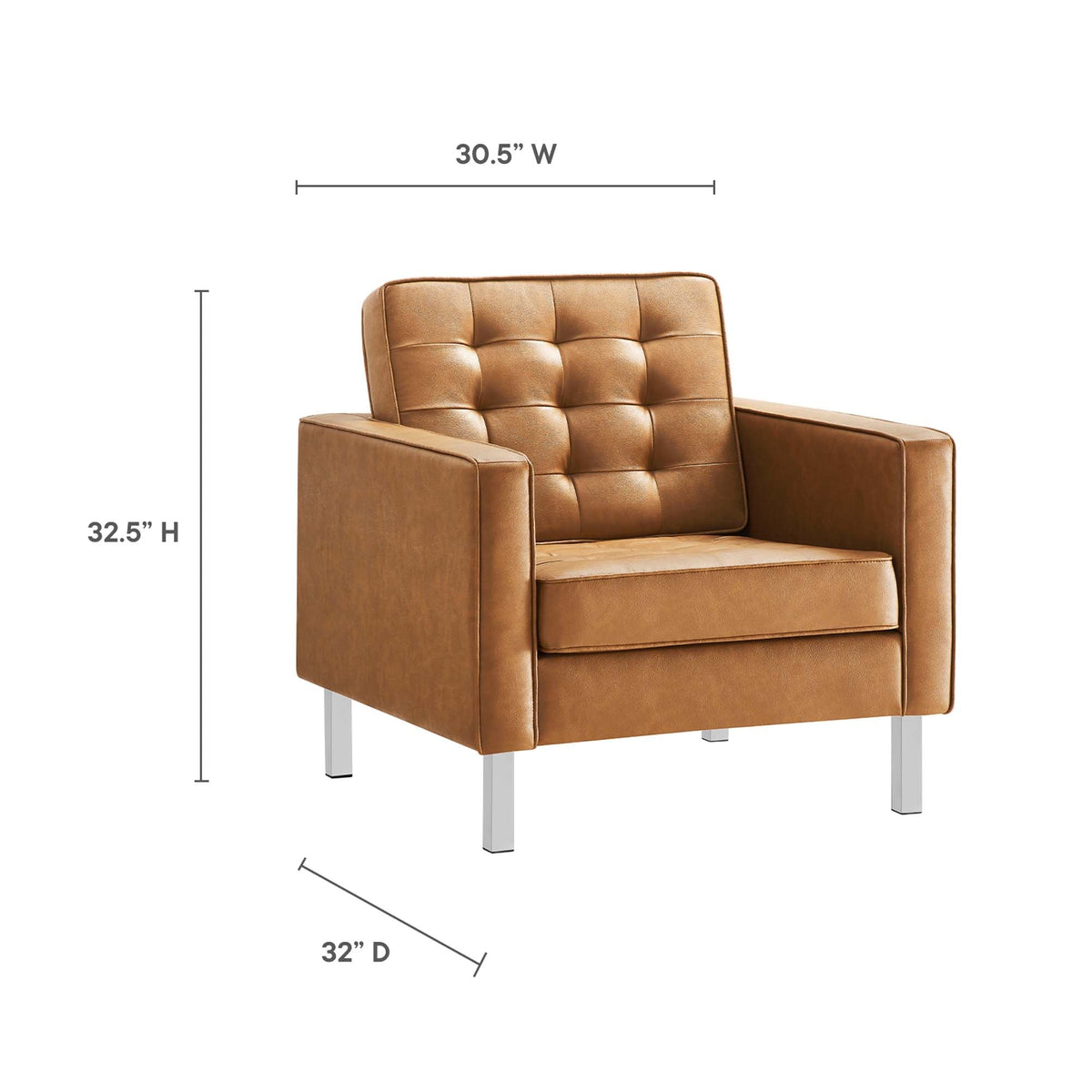 Loft Tufted Vegan Leather 3-Piece Furniture Set