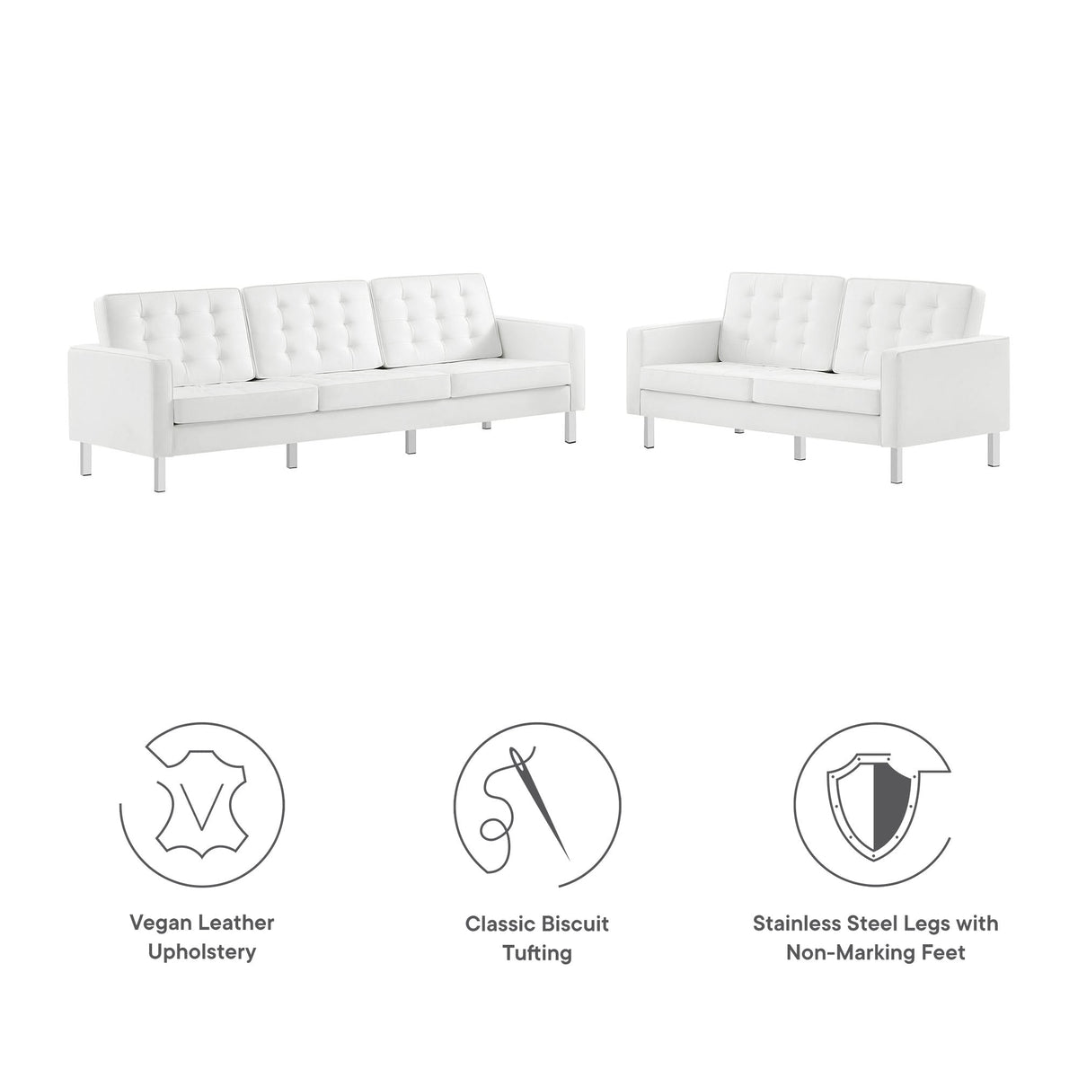 Loft 2-Piece Tufted Vegan Leather Furniture Set - view 12