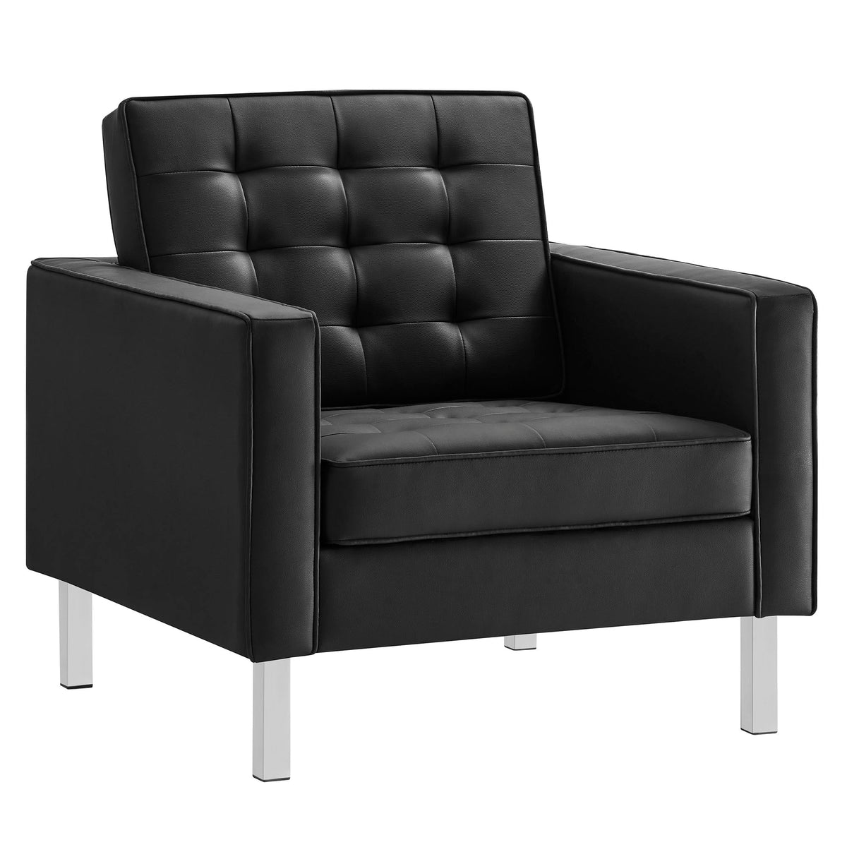 Loft 3 Piece Tufted Upholstered Faux Leather Set
