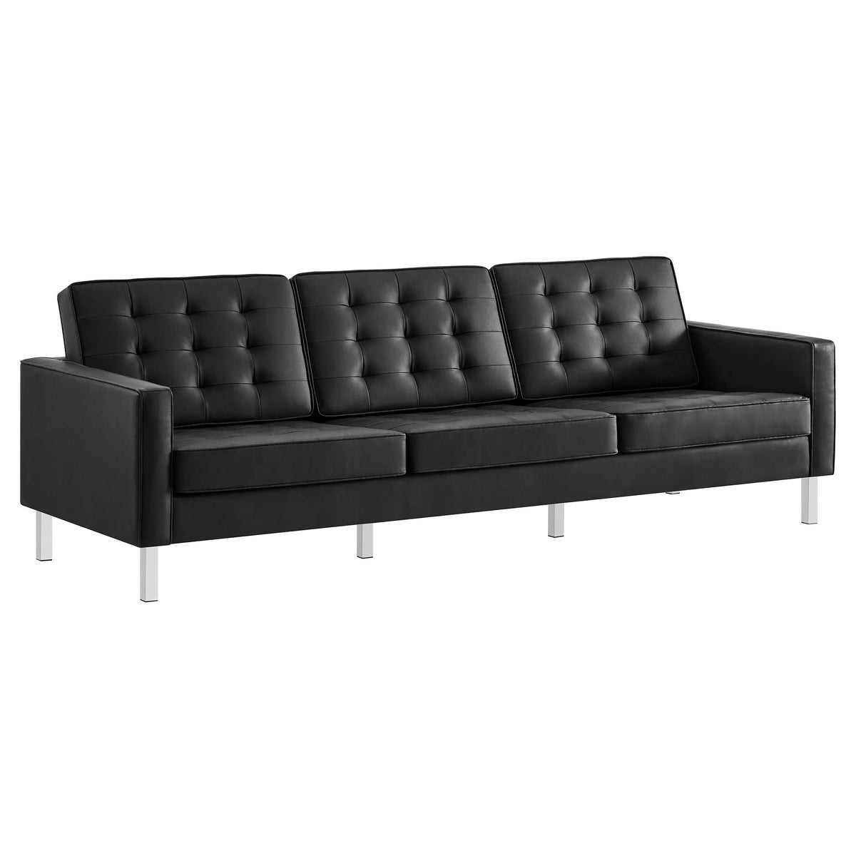 Loft 3 Piece Tufted Upholstered Faux Leather Set