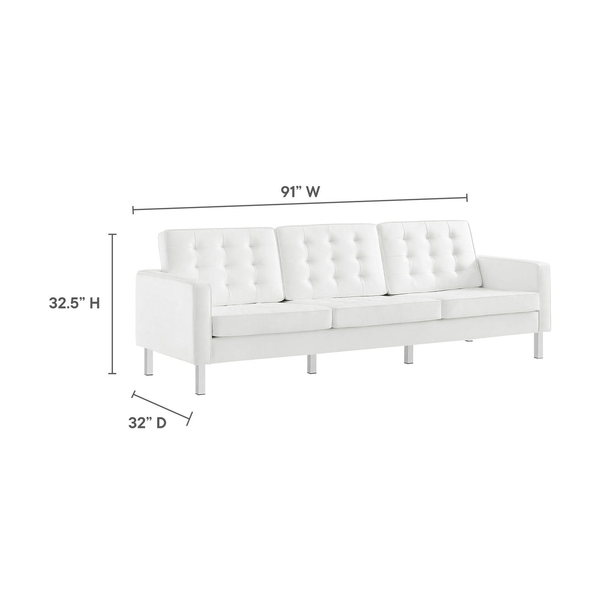 Loft 3 Piece Tufted Upholstered Faux Leather Set