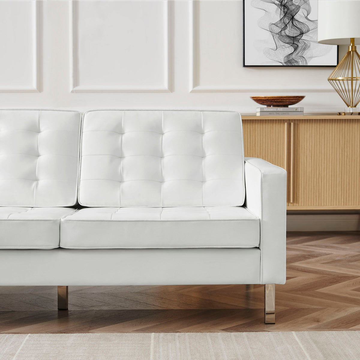 Loft 3 Piece Tufted Upholstered Faux Leather Set