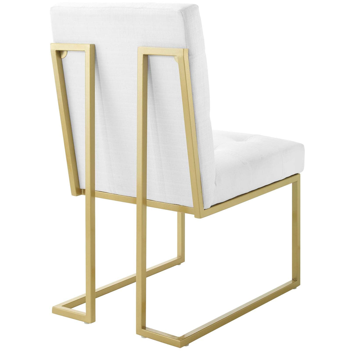 Privy Gold Stainless Steel Upholstered Fabric Dining Accent Chair Set of 2, Gold White - view 3