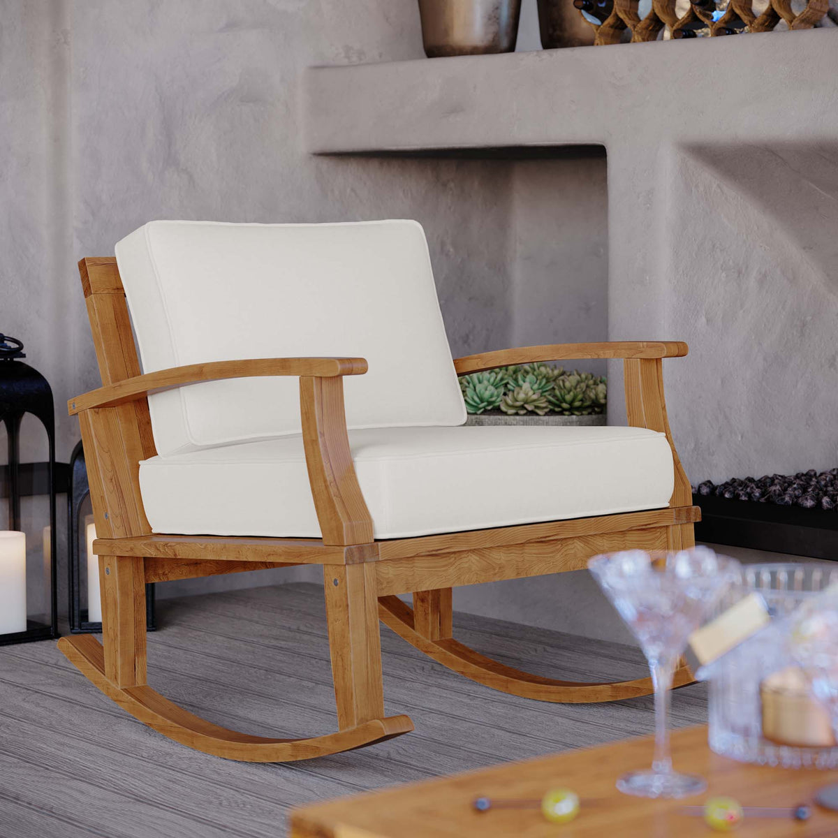 Marina Outdoor Patio Teak Rocking Chair - view 24