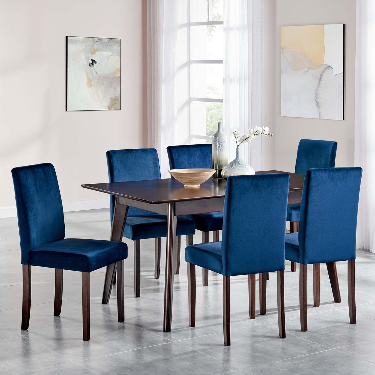 Prosper 7 Piece Upholstered Velvet Dining Set