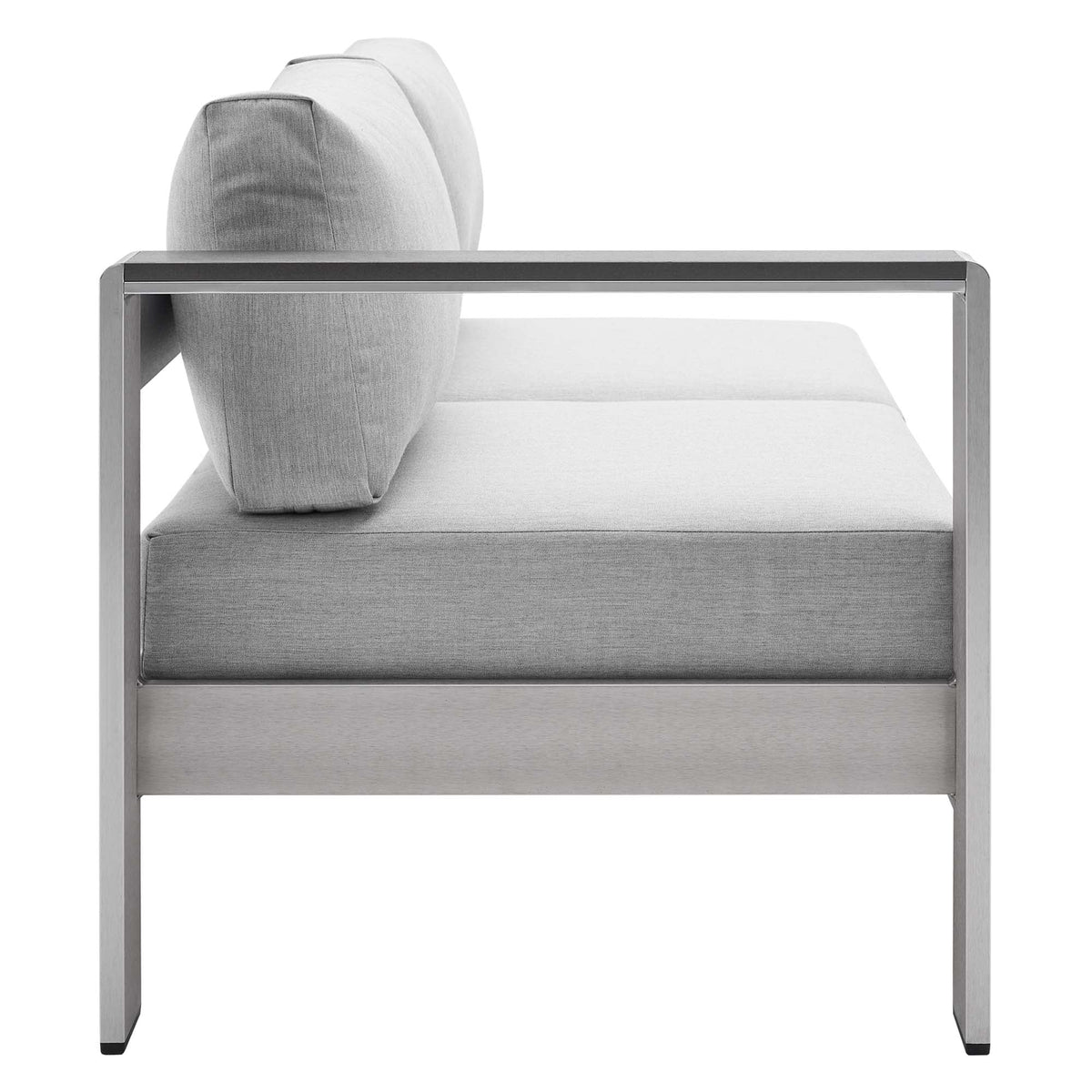 Shore Sunbrella® Fabric Aluminum Outdoor Patio Left-Arm Loveseat, Silver Gray - view 2