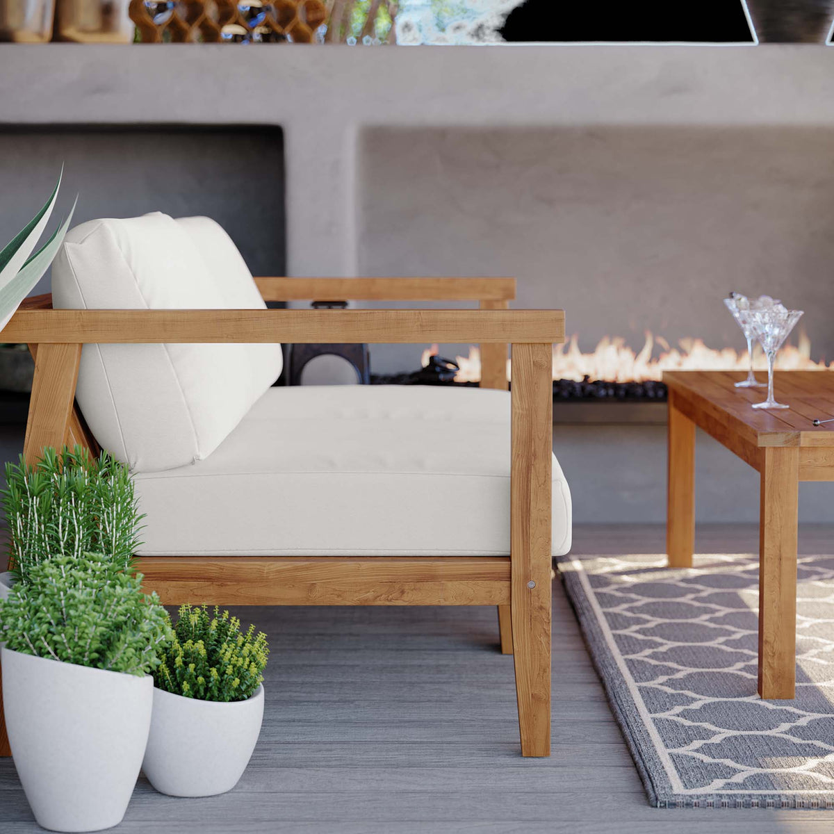 Bayport Outdoor Patio Teak Wood 2-Seater Loveseat