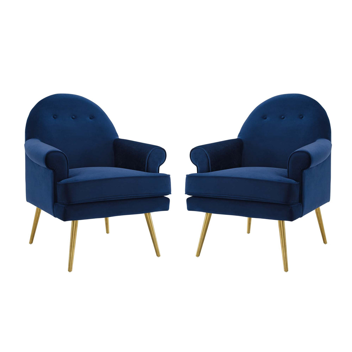 Revive Armchair Performance Velvet Set of 2, Navy - view 1