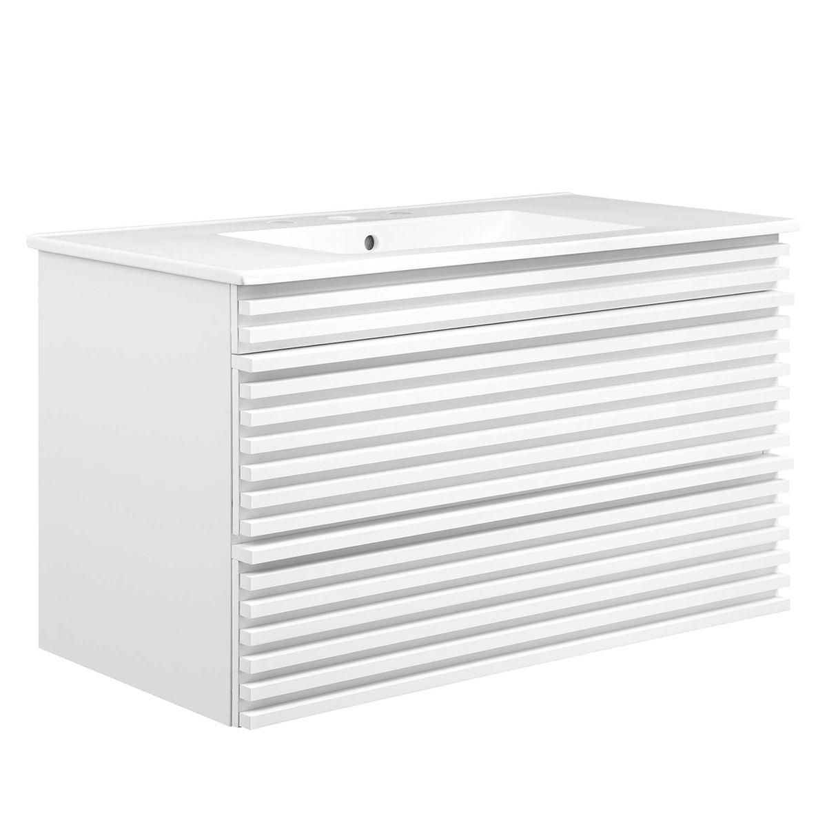 Render Wall-Mount Bathroom Vanity with White Basin Included