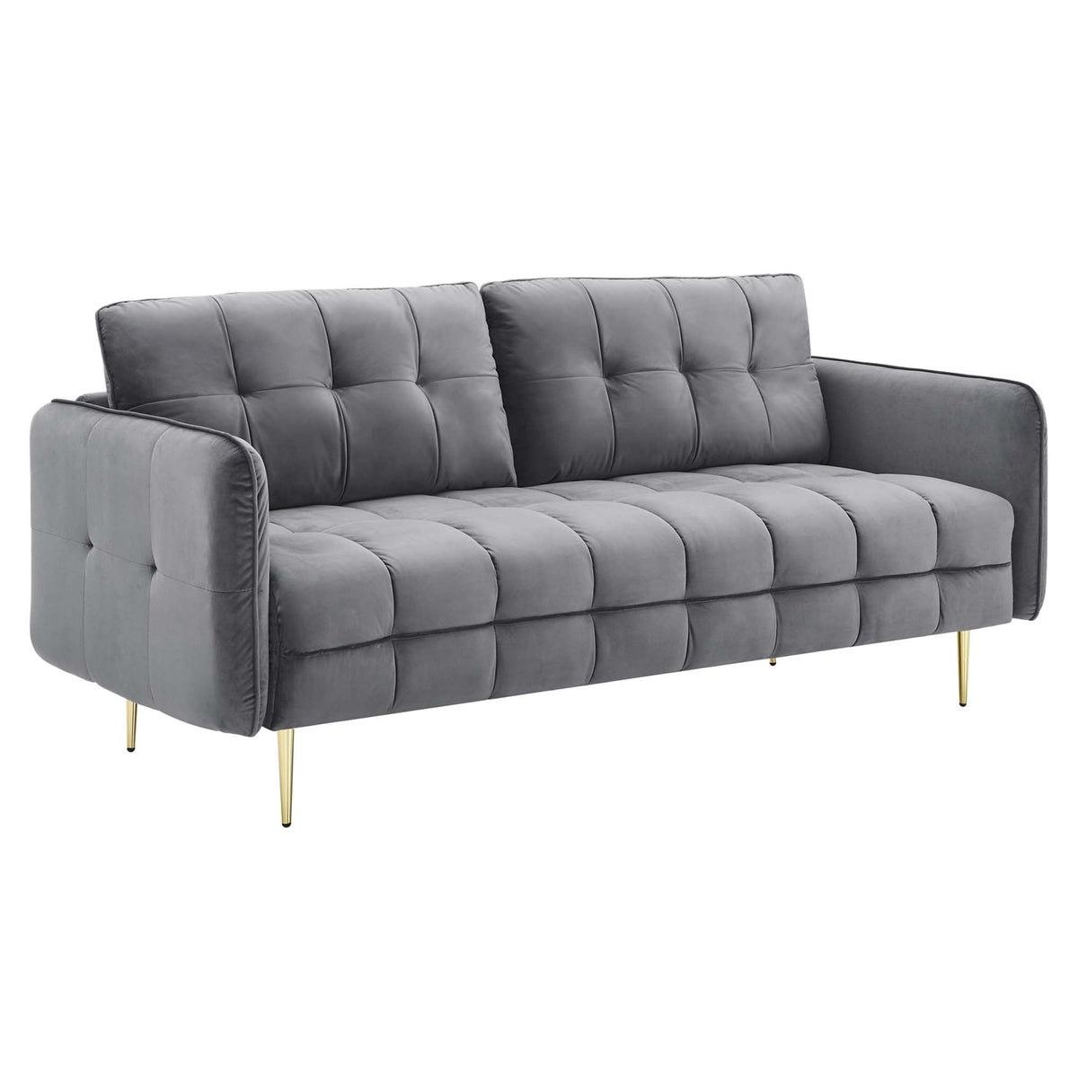 Cameron Tufted Performance Velvet Sofa, Gray - view 1