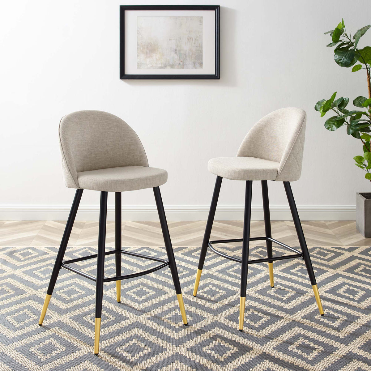 Cordial Fabric Bar Stools Set of 2 - view 10