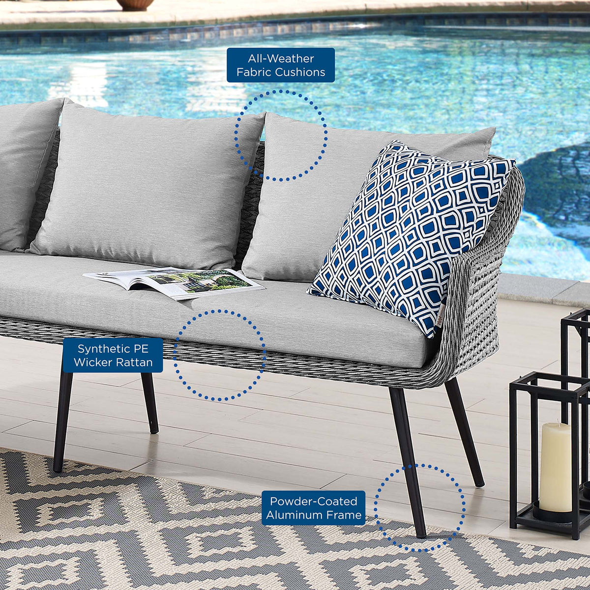Endeavor Outdoor Patio Wicker Rattan Sectional Sofa