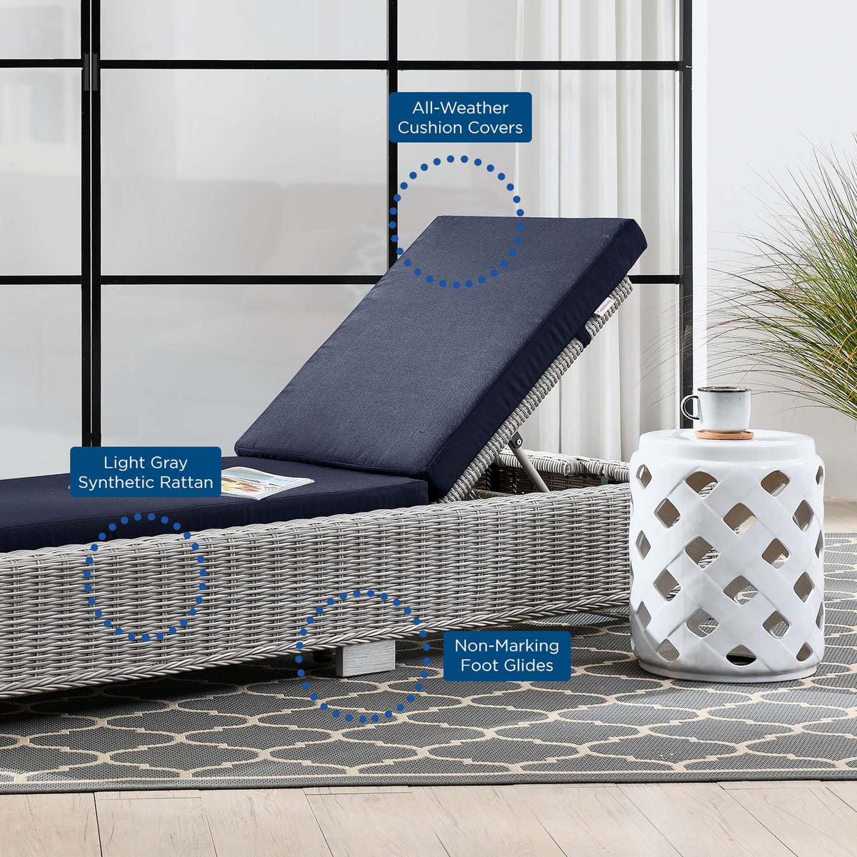 Conway Outdoor Wicker Rattan Chaise Lounge