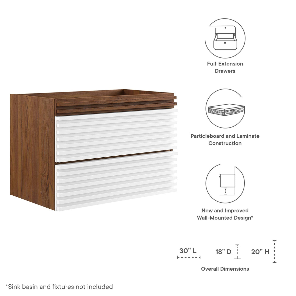 Render Wall-Mount Bathroom Cabinet Basin Not Included