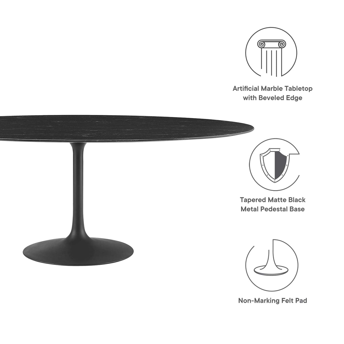 Lippa Oval Artificial Marble Dining Table