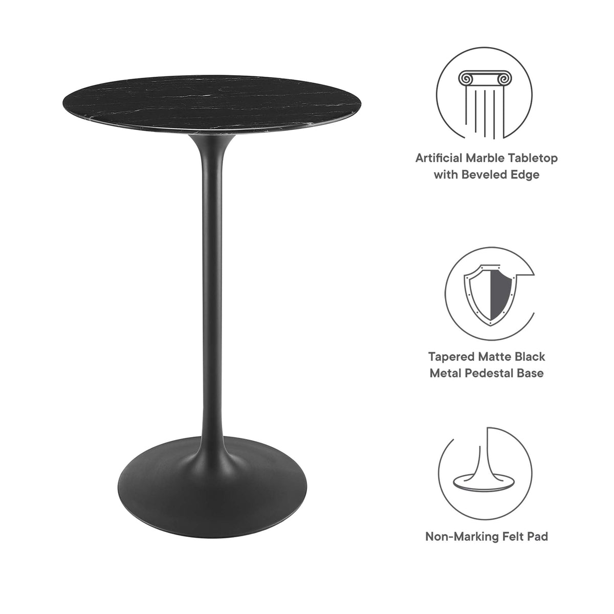 Lippa Round Artificial Marble Bar Table - view 22