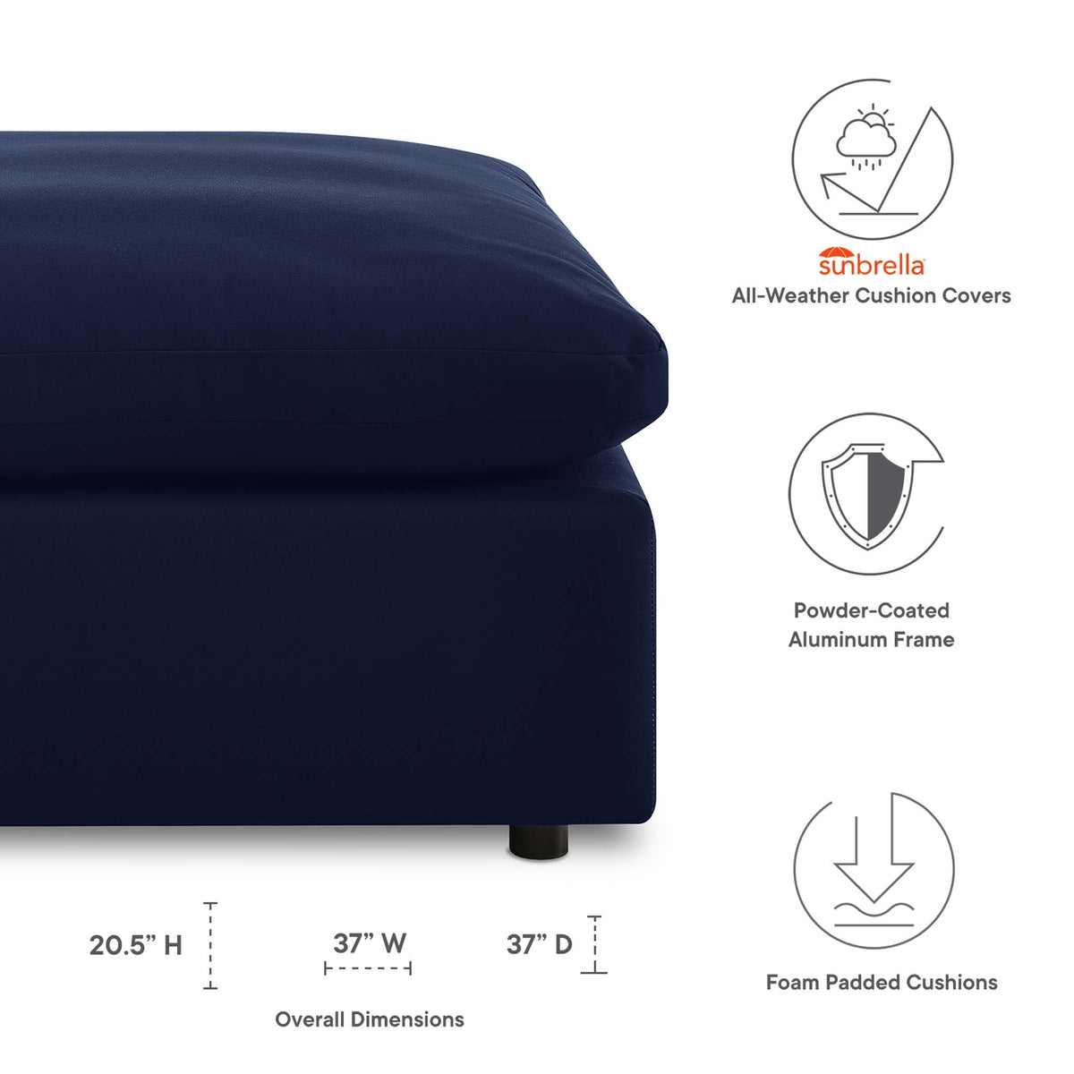 Commix Sunbrella® Outdoor Patio Ottoman - view 7