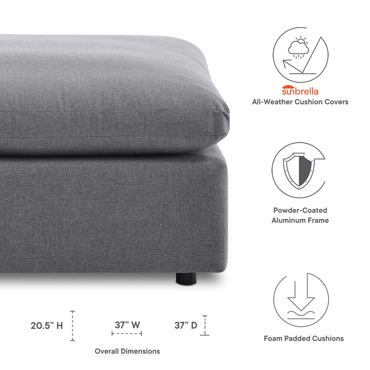 Commix Sunbrella® Outdoor Patio Ottoman - view 8