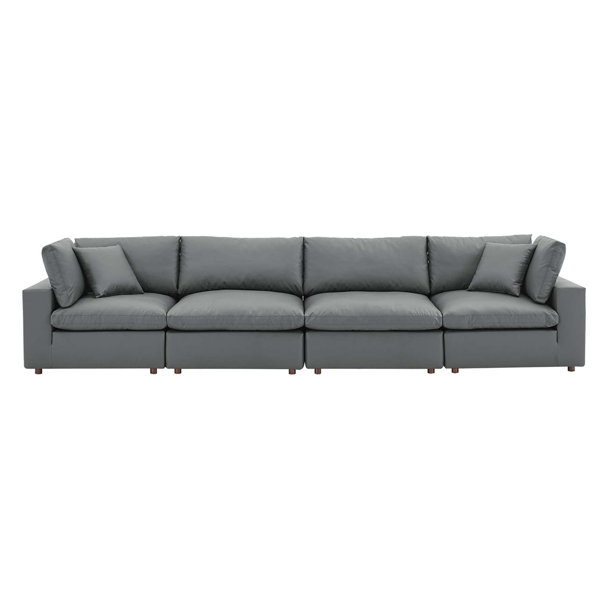 Commix Down Filled Overstuffed Vegan Leather 4-Seater Sofa - view 1