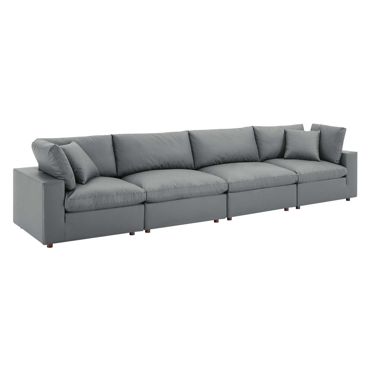 Commix Down Filled Overstuffed Vegan Leather 4-Seater Sofa - view 2